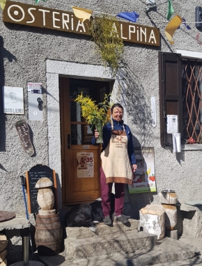 Mimose anche all'ingresso per dare il benvenuto